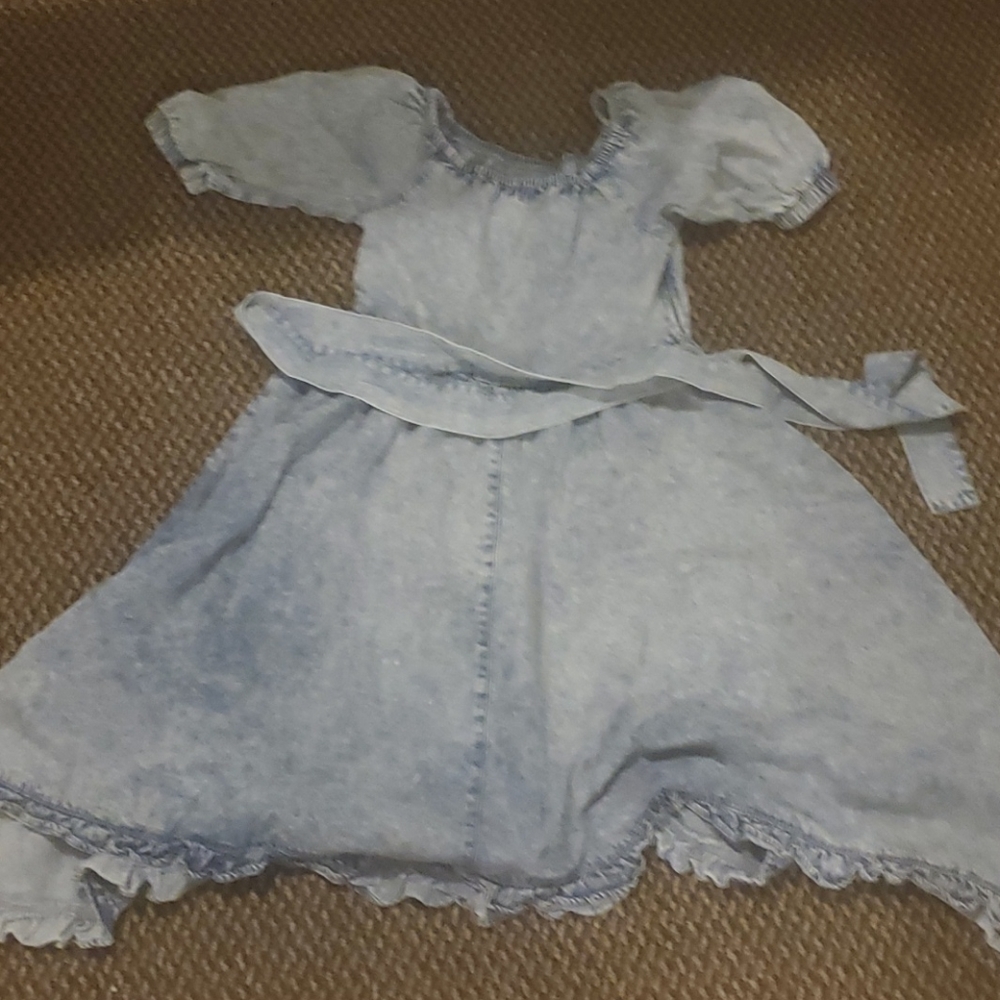 Asymmetrical denim dress with belt